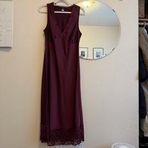 Old Navy Elegant Burgundy Lace Trim Dress